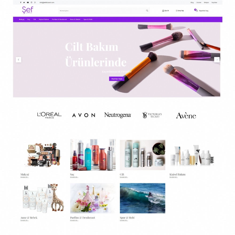 Food  | Chef E-commerce Theme | Chef | bitki, sağlıklı beslenme, yemek, sirke, bal, tereyağı, pekmez, doğal yiyecek, taze yiyecekler, nerde ne yenir, günün menüsü, et, et sote, tavuk,kadın, ruj, mat ruj, parlak ruj, allık, oje, mat oje, soft oje, eyeliner, göz farı, pastel göz farı, tırnak bakım, cilt bakım, saç bakım, kişisel bakım, törpü, manikür, pedikür, saç boyası, şampuan, vücut şampuanı, saç şampuanı, saun, el kremi, vücut kremi, duş jelleri, duş köpüğü, duş,  tonik, süt, jel, köpük, bant sünger, peeling, gül suyu, makyaj temizleme ürünleri, kaş makyajı,  maskara, rimel, allık fırçası, far fırçası, fondöten fırçası, kontür fırçası, pudra fırçası, fırça setleri, sünger, ayna, kalemtraş, takma kirpik kirpik kıvırıcı, organizer, set boya, yarı set boya, renkli saç boyası, tüp boya, beyaz kapatıcı, sprey renk açıcı, peroksit yardımcı malzemeler, erkek saç boyası, kadın parfüm, kadın deodorant, kadın deodorant sprey, kadın deodorant roll-on, kadın deodorant stick, kadın vücut spreyi, protein. protein tozu, kas çalışması, performans arttırıcı,    | 