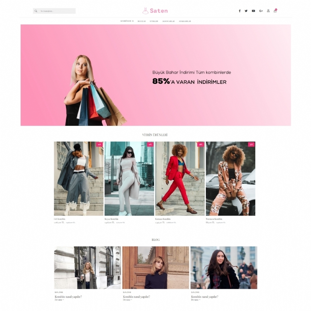 Fashion | Satin E-commerce Theme | Satin | çanta, plaj giyim, aksesuar, kozmetik, toka, taç, süs, bileklik, yüzük, kıyafet, spor giyim, gece elbisesi, gece giyim, iç giyim, stiletto, kalın topuk, dolgu topuk, parlak, renkli, erkek giyim, yakım elbise, | 