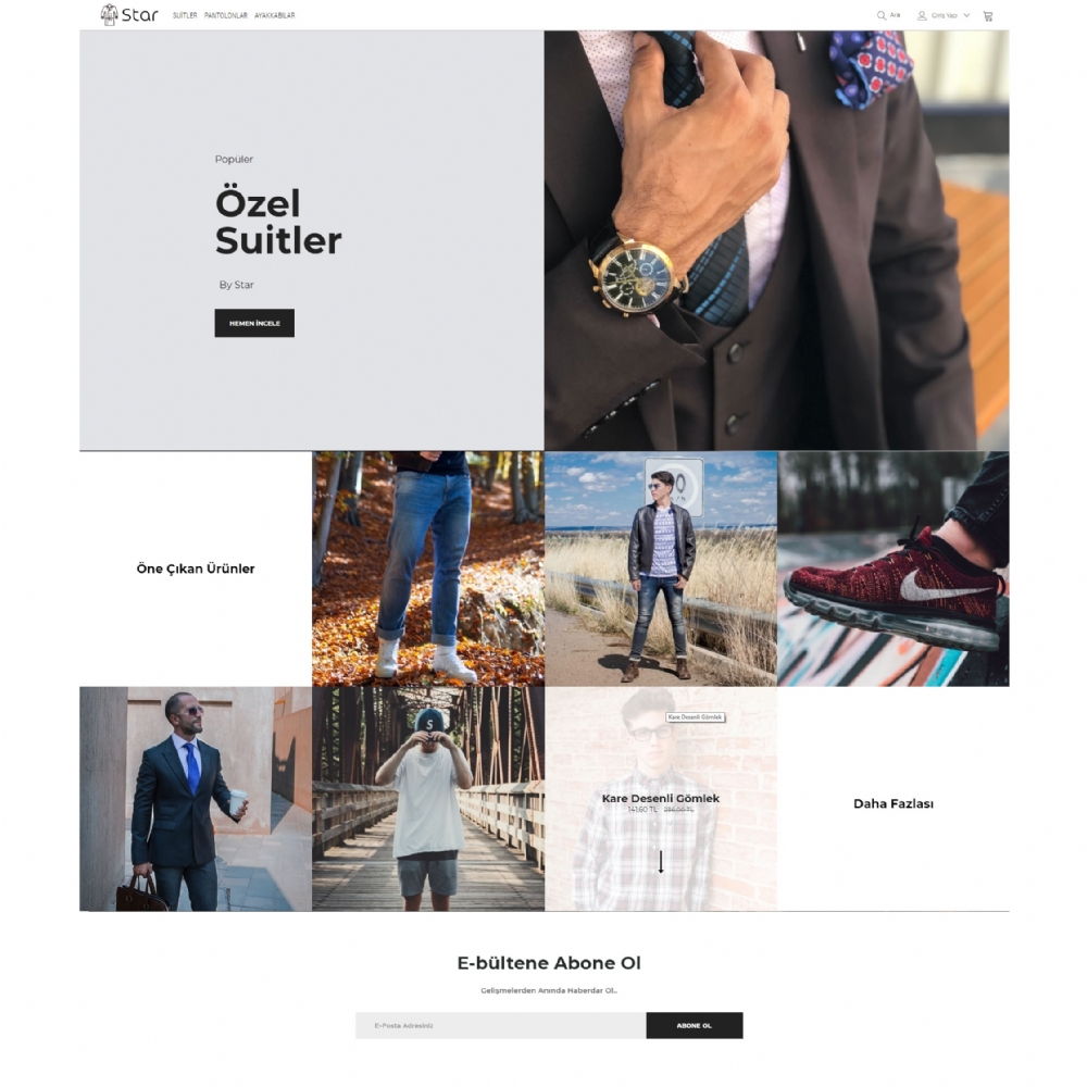 Fashion | Star E-commerce Theme | Star | kıyafet, giysi, takım elbise, giyim, aksesuar, çanta, ayakkabı, suit takım, suit gömlek, kravat, çorap, ceket, pantolon,  kemer, kaban, yelek, polo yaka, slim fit, büyük beden, erkek giyim | 